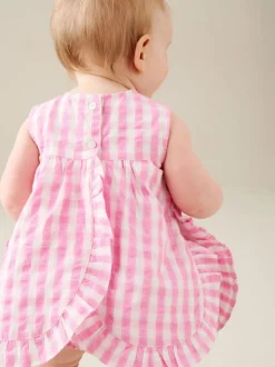Angel & Rocket Pink Percy Gingham Frill And Bloomer Dress