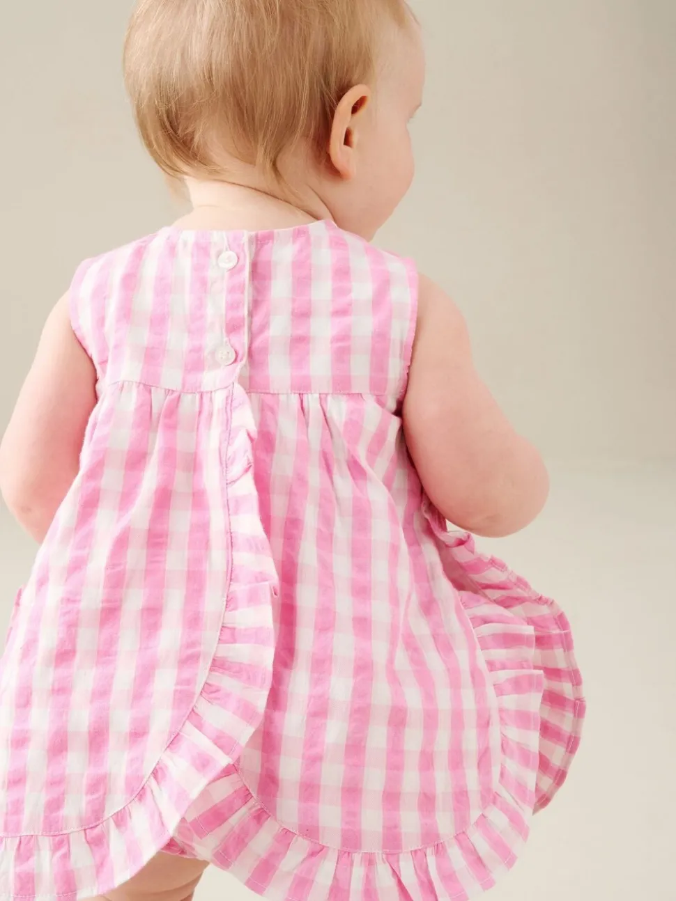 Angel & Rocket Pink Percy Gingham Frill And Bloomer Dress