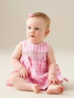Angel & Rocket Pink Percy Gingham Frill And Bloomer Dress