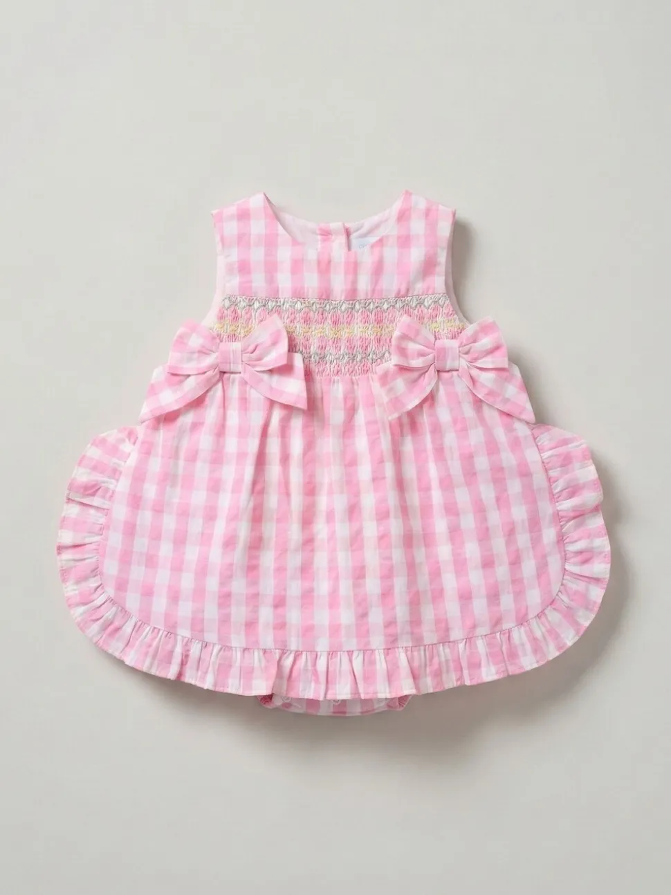 Angel & Rocket Pink Percy Gingham Frill And Bloomer Dress