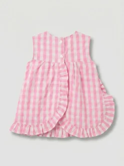 Angel & Rocket Pink Percy Gingham Frill And Bloomer Dress
