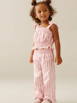 Angel & Rocket Pink Polly Candy Stripe Frill Top & Jogger Set