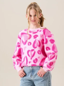 Angel & Rocket Pink Reya Leopard Print Heart Eyelash Jumper