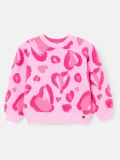 Angel & Rocket Pink Reya Leopard Print Heart Eyelash Jumper