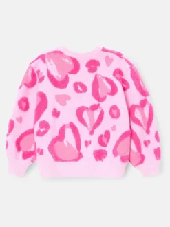 Angel & Rocket Pink Reya Leopard Print Heart Eyelash Jumper