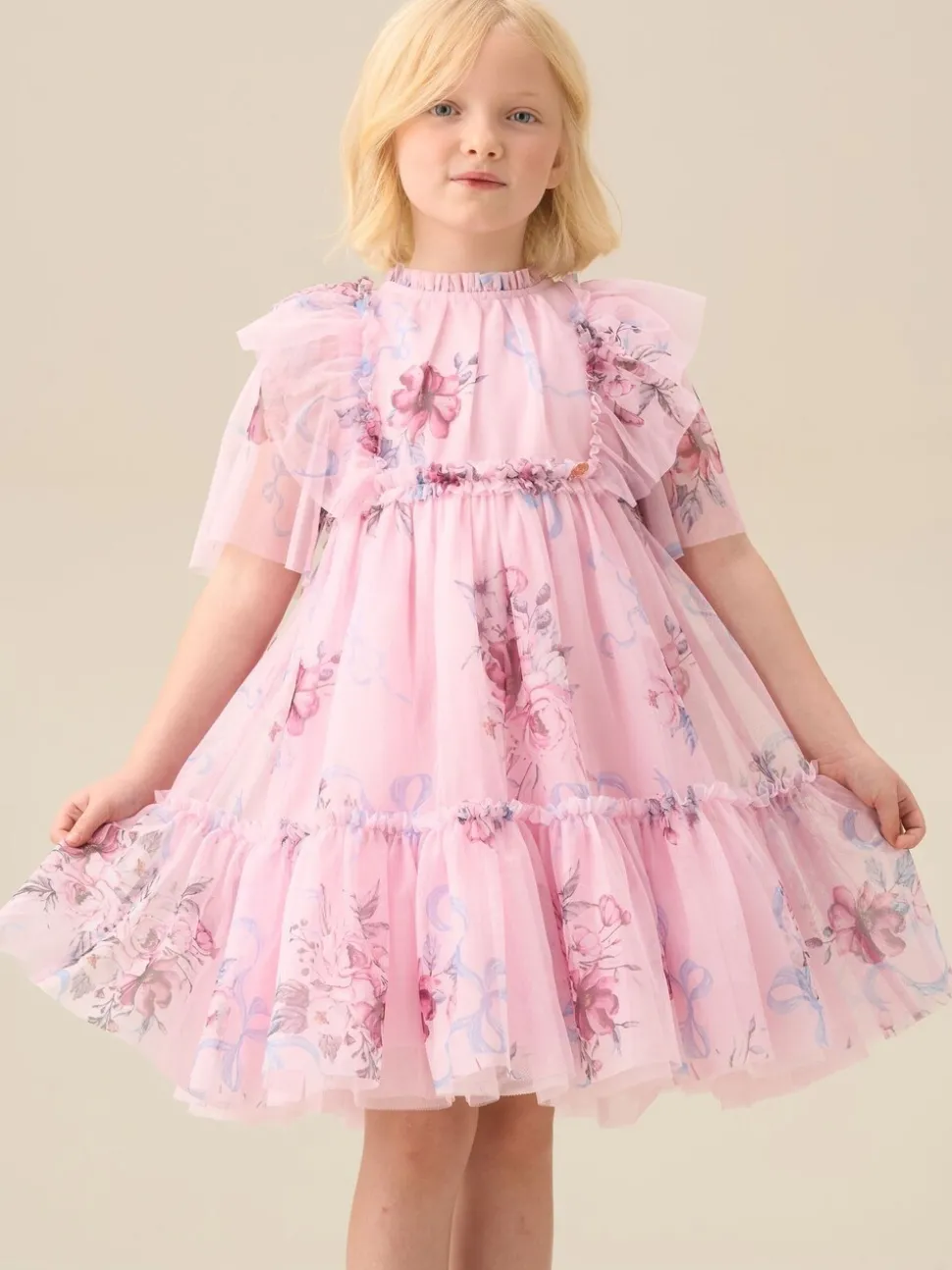 Angel & Rocket Pink Rosa Floral Mesh Dress