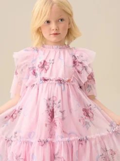 Angel & Rocket Pink Rosa Floral Mesh Dress