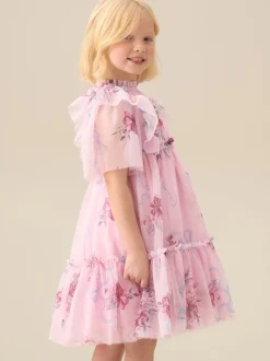 Angel & Rocket Pink Rosa Floral Mesh Dress