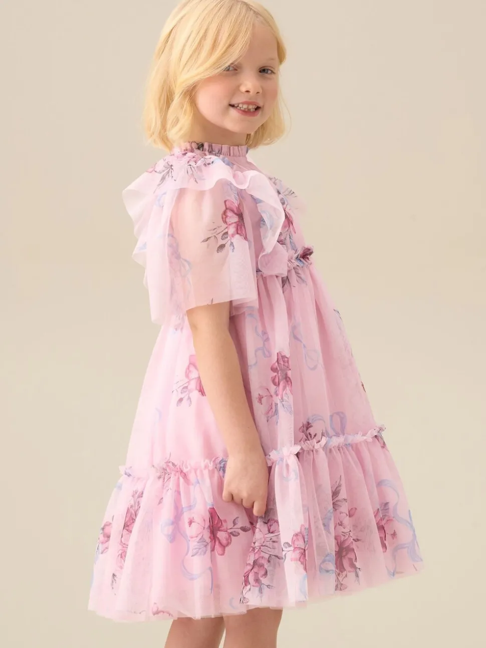 Angel & Rocket Pink Rosa Floral Mesh Dress
