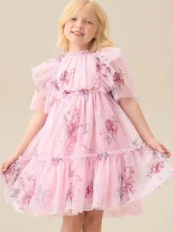 Angel & Rocket Pink Rosa Floral Mesh Dress