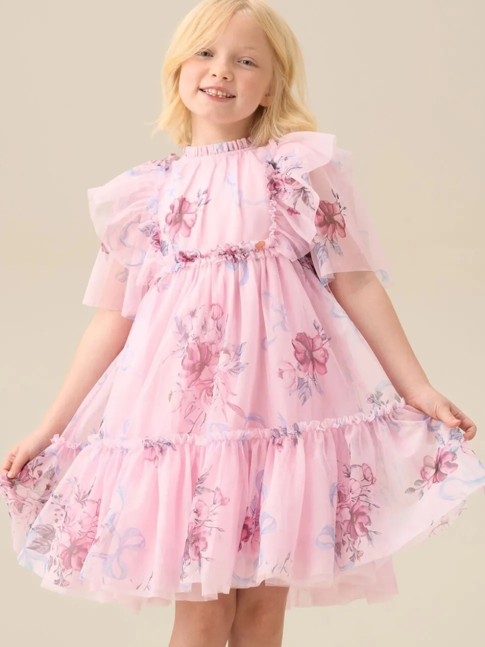 Angel & Rocket Pink Rosa Floral Mesh Dress