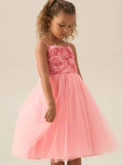 Angel & Rocket Pink Rosie Embellished Flower Dress