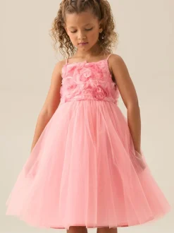 Angel & Rocket Pink Rosie Embellished Flower Dress