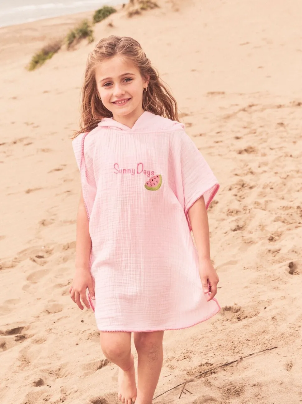 Angel & Rocket Pink Ruby Pom Pom Trim 100% Cotton Kaftan