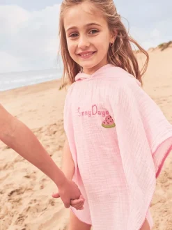Angel & Rocket Pink Ruby Pom Pom Trim 100% Cotton Kaftan