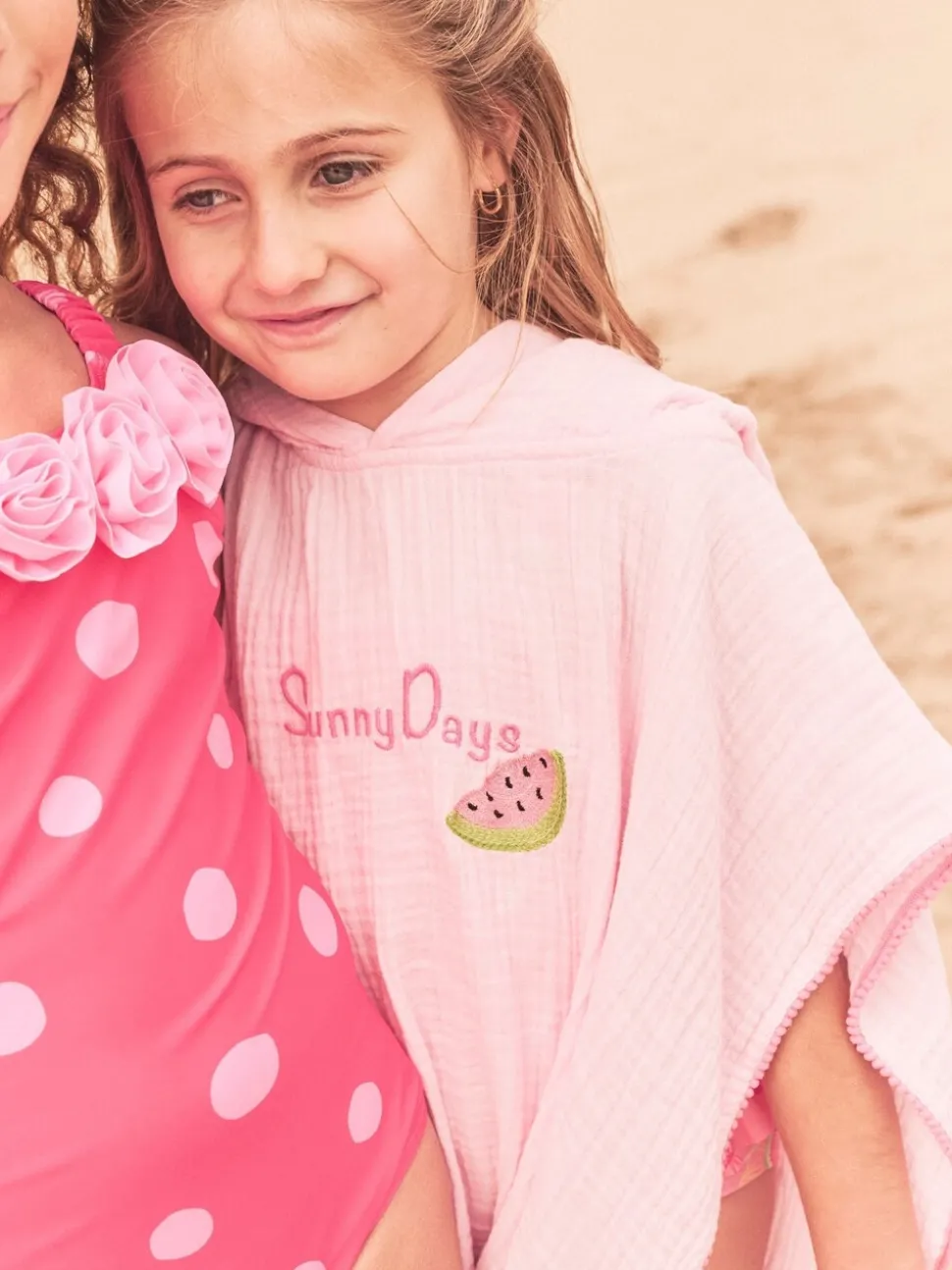 Angel & Rocket Pink Ruby Pom Pom Trim 100% Cotton Kaftan