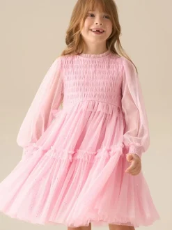 Angel & Rocket Pink Willow Ivory Balloon Sleeve Boho Dress