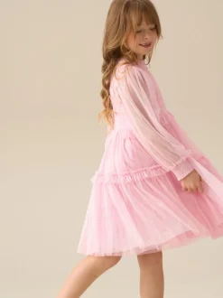 Angel & Rocket Pink Willow Ivory Balloon Sleeve Boho Dress