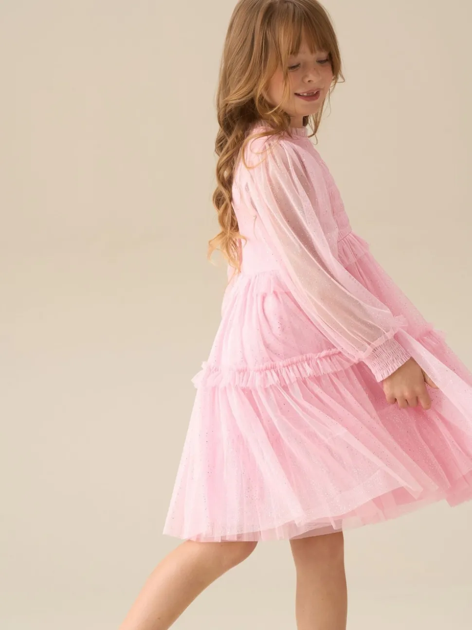 Angel & Rocket Pink Willow Ivory Balloon Sleeve Boho Dress