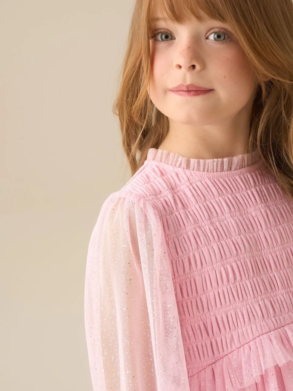 Angel & Rocket Pink Willow Ivory Balloon Sleeve Boho Dress