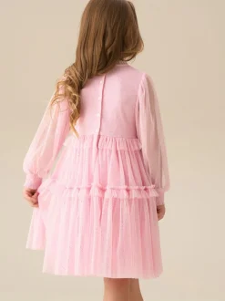 Angel & Rocket Pink Willow Ivory Balloon Sleeve Boho Dress