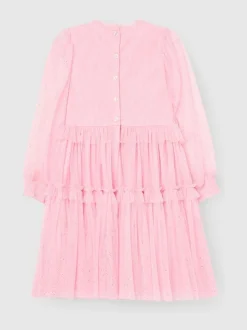 Angel & Rocket Pink Willow Ivory Balloon Sleeve Boho Dress