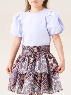 Angel & Rocket Purple Adrienne Tiered Boho Print Skirt