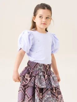 Angel & Rocket Purple Adrienne Tiered Boho Print Skirt