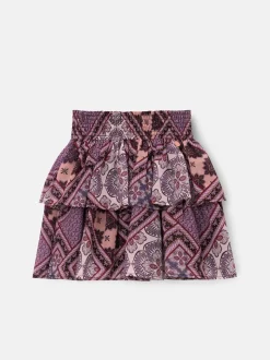 Angel & Rocket Purple Adrienne Tiered Boho Print Skirt