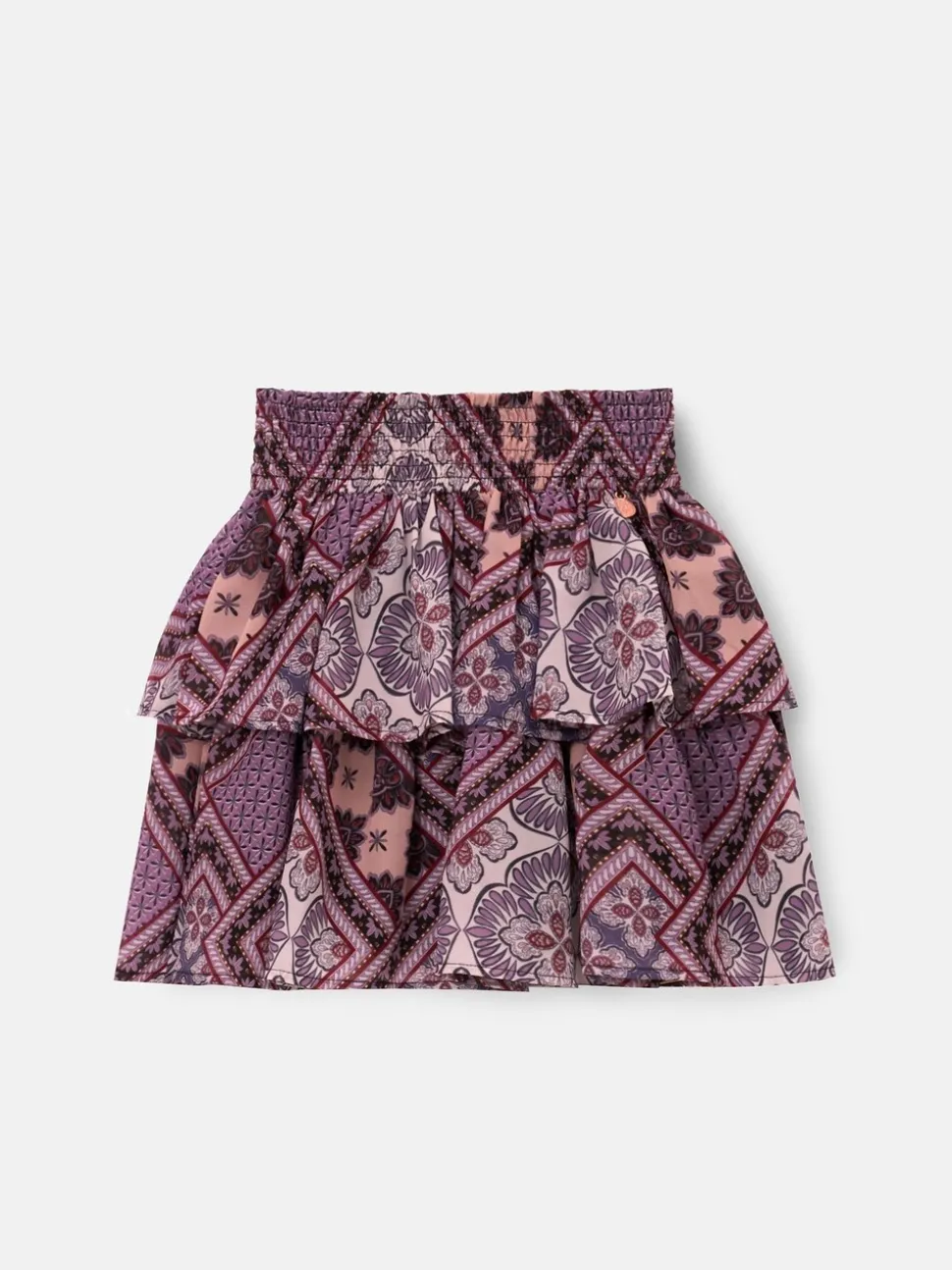 Angel & Rocket Purple Adrienne Tiered Boho Print Skirt