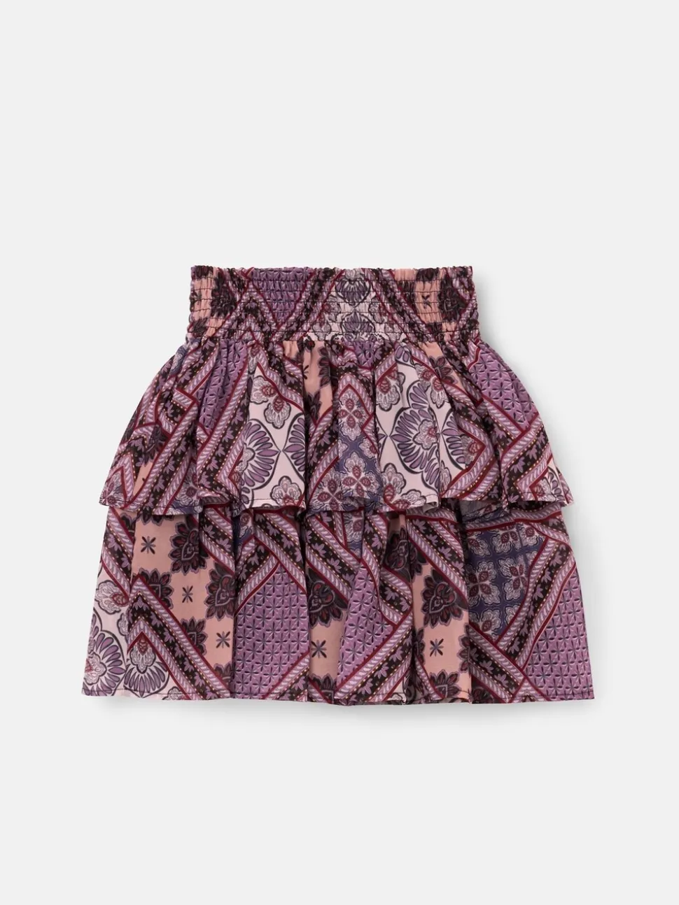 Angel & Rocket Purple Adrienne Tiered Boho Print Skirt