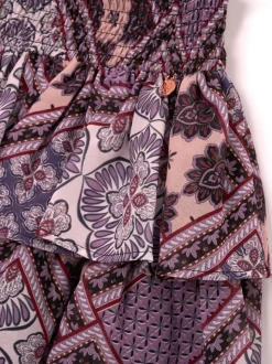 Angel & Rocket Purple Adrienne Tiered Boho Print Skirt