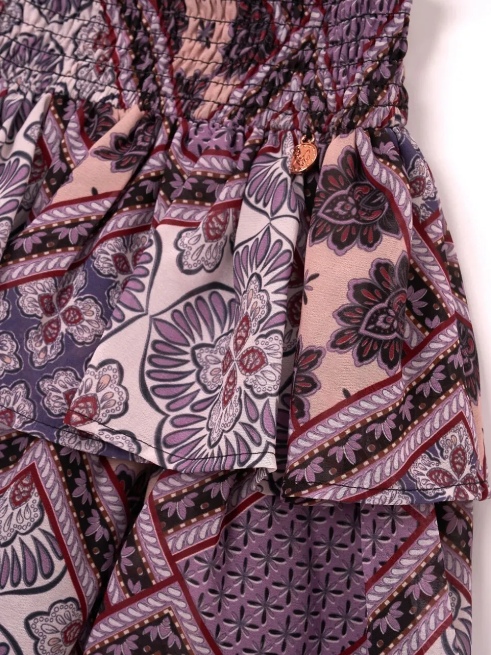 Angel & Rocket Purple Adrienne Tiered Boho Print Skirt