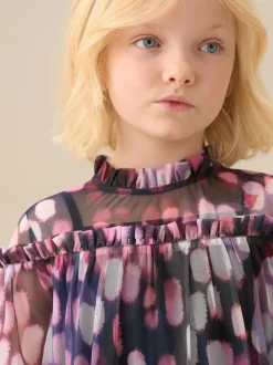 Angel & Rocket Purple Cara Printed Swing Mesh Dress