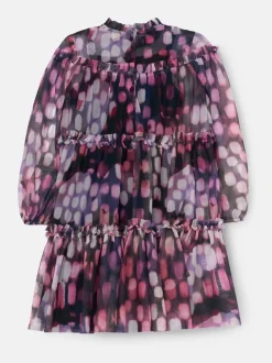 Angel & Rocket Purple Cara Printed Swing Mesh Dress