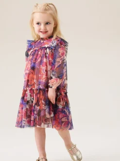 Angel & Rocket Purple Cara Print Mesh Dress