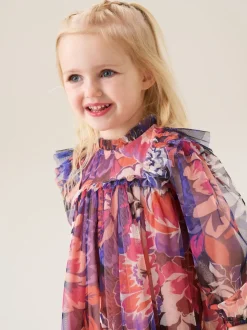 Angel & Rocket Purple Cara Print Mesh Dress