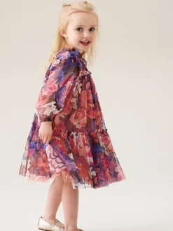 Angel & Rocket Purple Cara Print Mesh Dress