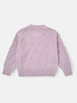 Angel & Rocket Purple Clara Textured Knit Velvet Bow Jumper