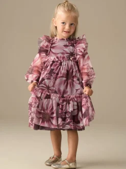 Angel & Rocket Purple Eleanor Floral Print Mesh Dress