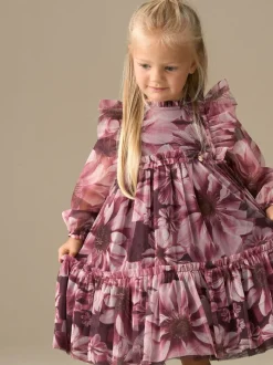 Angel & Rocket Purple Eleanor Floral Print Mesh Dress