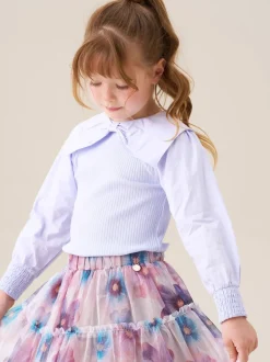 Angel & Rocket Purple Elise Bow Collar Long Sleeve Blouse