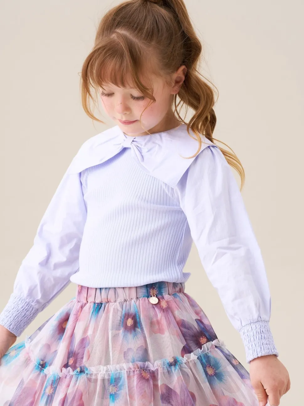 Angel & Rocket Purple Elise Bow Collar Long Sleeve Blouse