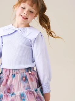 Angel & Rocket Purple Elise Bow Collar Long Sleeve Blouse