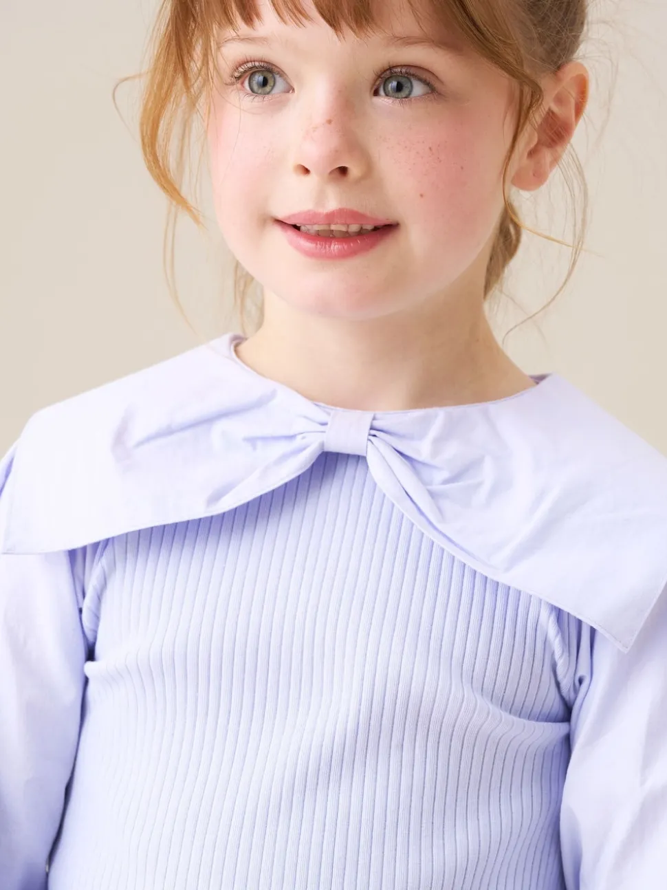 Angel & Rocket Purple Elise Bow Collar Long Sleeve Blouse