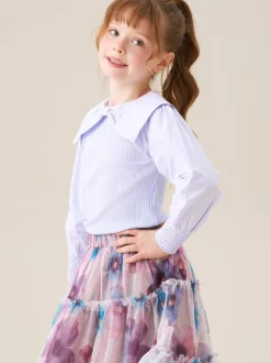 Angel & Rocket Purple Elise Bow Collar Long Sleeve Blouse