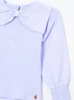 Angel & Rocket Purple Elise Bow Collar Long Sleeve Blouse