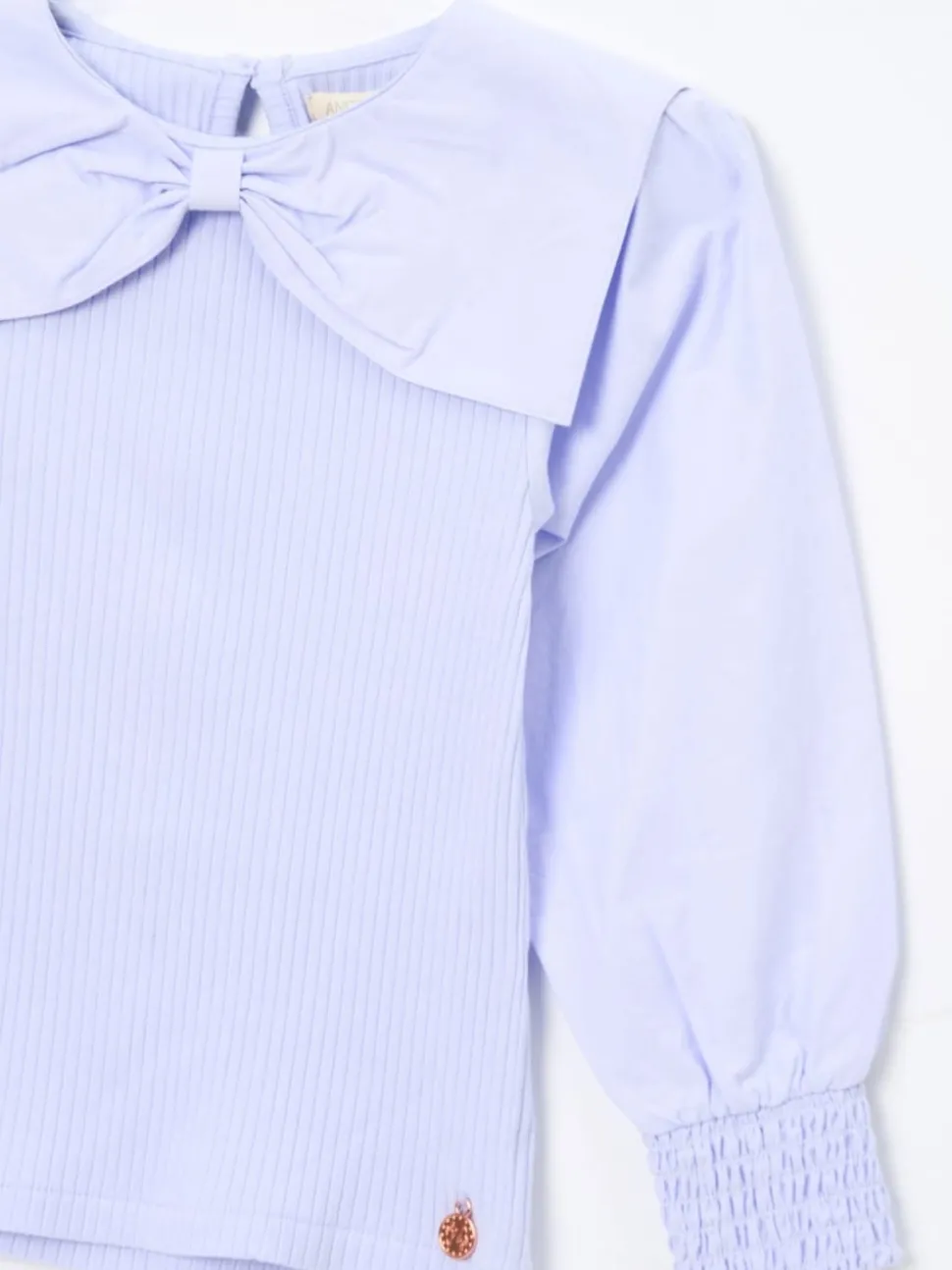 Angel & Rocket Purple Elise Bow Collar Long Sleeve Blouse