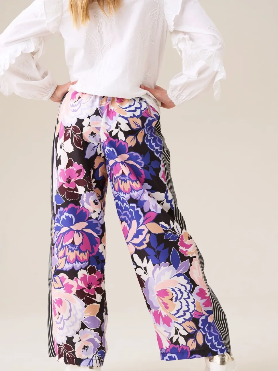 Angel & Rocket Purple Fleur Printed Wide Leg Trousers