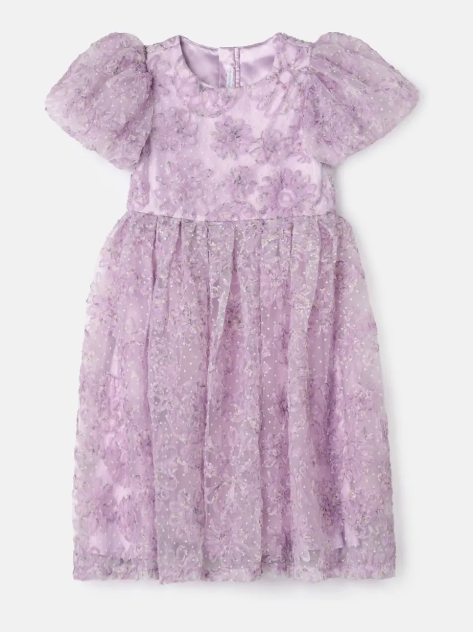 Angel & Rocket Purple Ines Purple Embellished Puff Sleeve Dress
